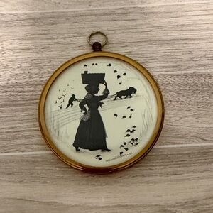 Beautiful Vintage Silhouette Art with Couple on Their Farm